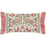 Floral Red Cushions - Okara Leopards Printed Ruffle  Cushion Cover Linen/Red Wylder Tropics