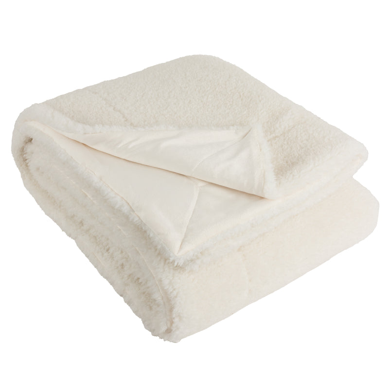 Plain Cream Throws - Olann Shearling Fleece Throw Ecru Yard