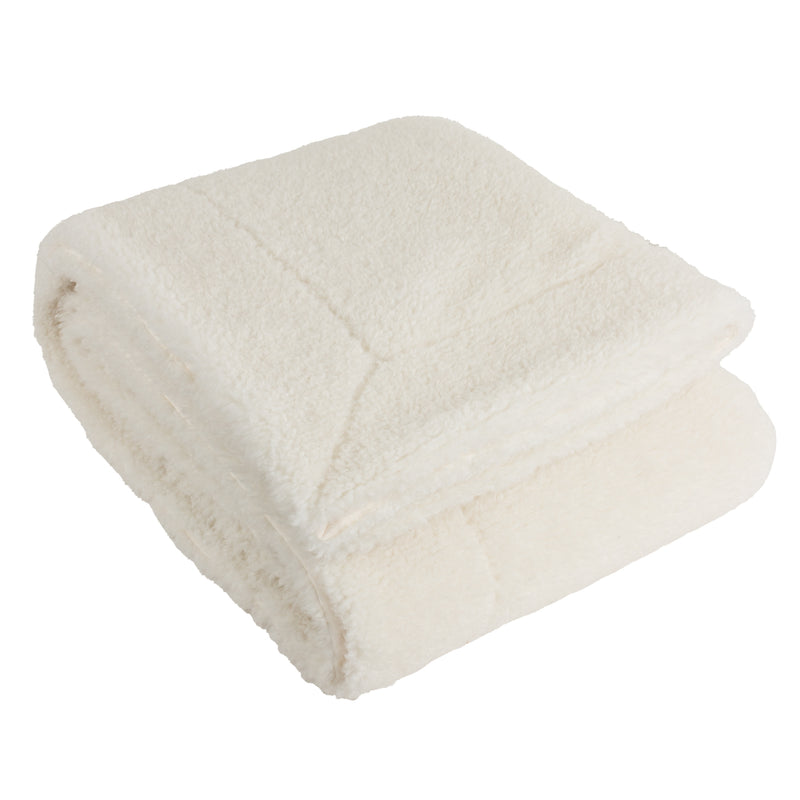 Plain Cream Throws - Olann Shearling Fleece Throw Ecru Yard