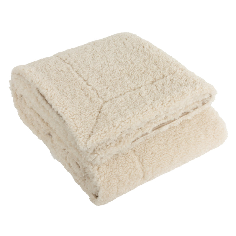 Plain Beige Throws - Olann Shearling Fleece Throw Natural Yard