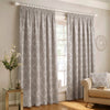 Paoletti Olivia Lattice Embroidered Pencil Pleat Curtains in Grey