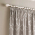 Paoletti Olivia Lattice Embroidered Pencil Pleat Curtains in Grey