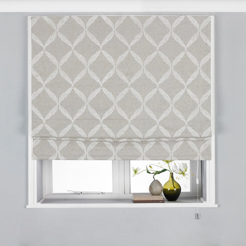 Paoletti Olivia Lattice Embroidered Roman Blind in Grey