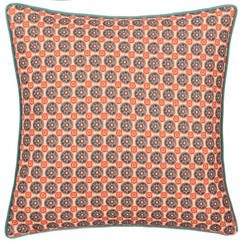 Geometric Blue Cushions - Onika Square Geometric Cushion Cover Blue Wylder