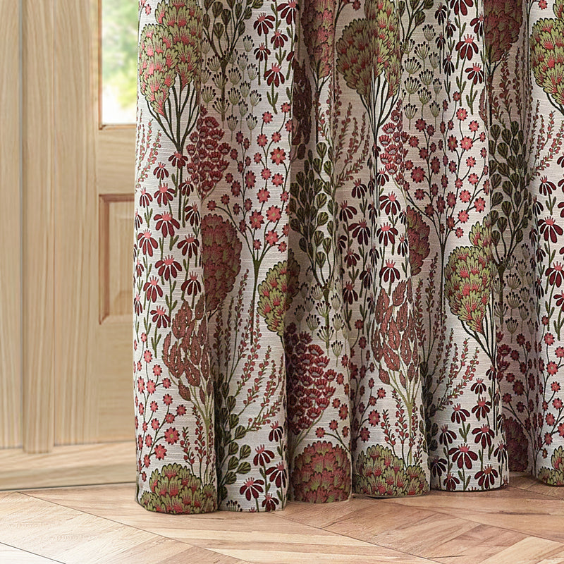 Wylder Ophelia Floral Jacquard Pencil Pleat Curtains in Rednut