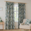 Floral Curtains - Ophelia Jacquard Floral Room Darkening Pencil Pleat Curtains Thyme/Mineral Wylder