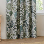 Floral Curtains - Ophelia Jacquard Floral Room Darkening Pencil Pleat Curtains Thyme/Mineral Wylder