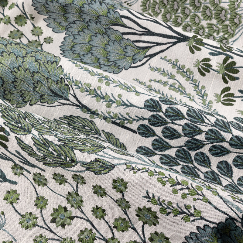 Floral Curtains - Ophelia Jacquard Floral Room Darkening Pencil Pleat Curtains Thyme/Mineral Wylder