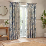 Wylder Ophelia Floral Jacquard Pencil Pleat Curtains in Wedgewood