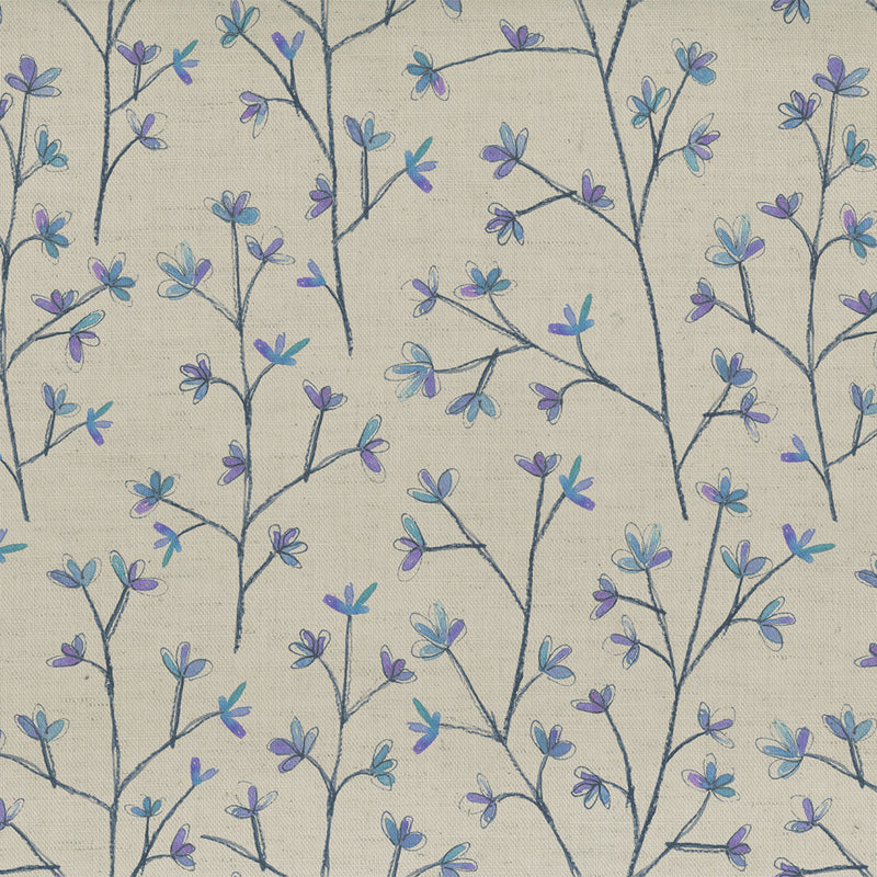 Voyage Maison Ophelia Printed Cotton Fabric in Bluebell/Natural