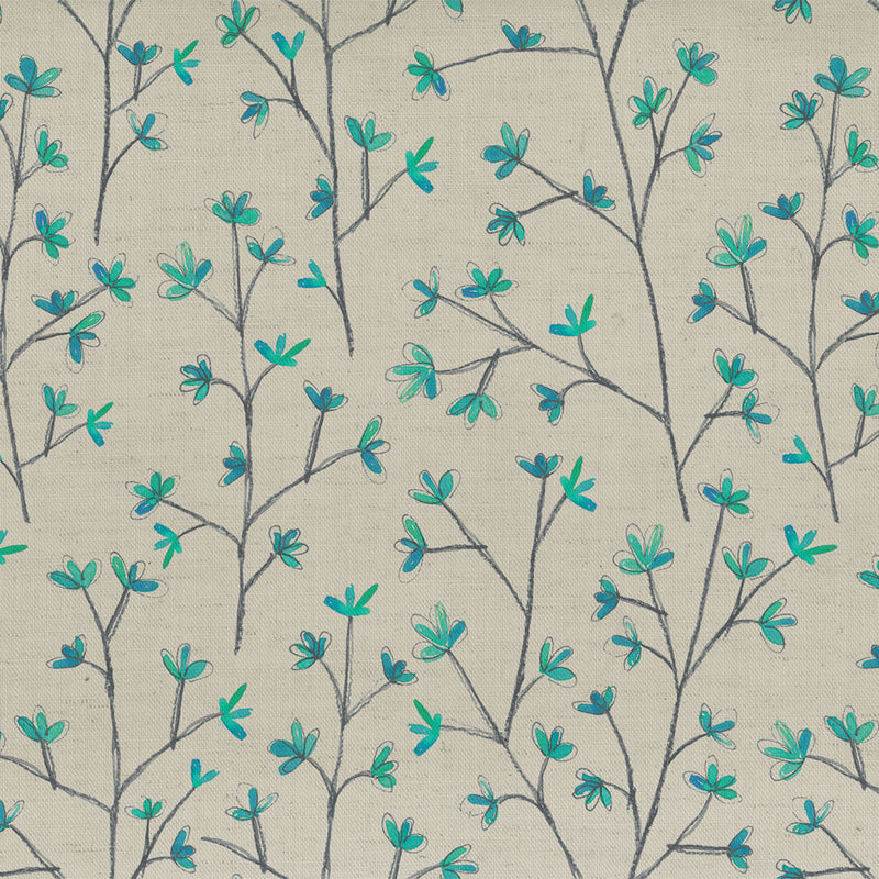 Voyage Maison Ophelia Printed Cotton Fabric in Cornflower/Natural