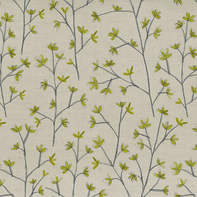 Voyage Maison Ophelia Printed Cotton Fabric in Lime/Natural