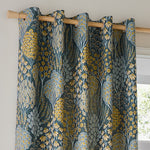  Curtains - Ophelia  Eyelet Curtains Blue/Saffron Wylder