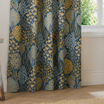  Curtains - Ophelia  Eyelet Curtains Blue/Saffron Wylder