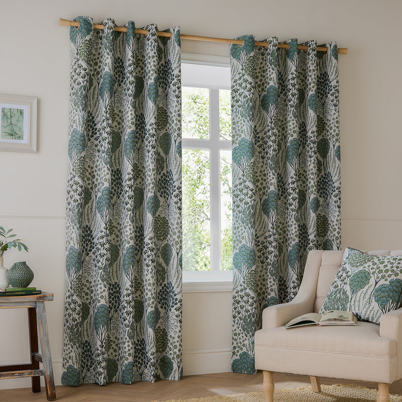  Curtains - Ophelia  Eyelet Curtains Thyme/Mineral Wylder