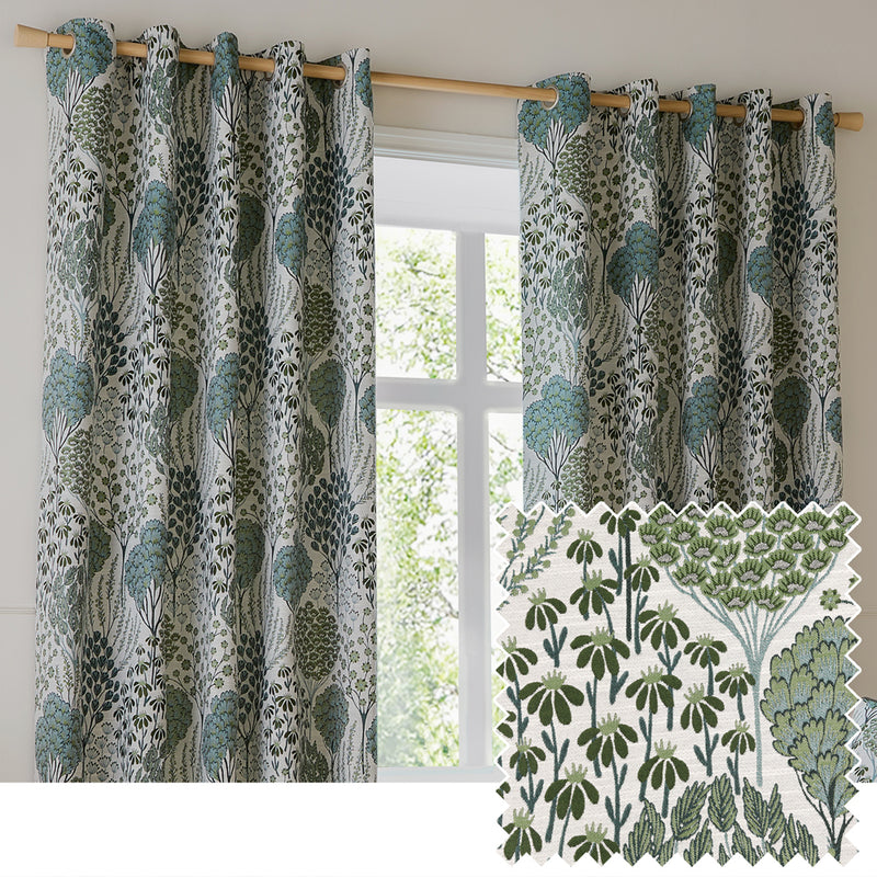  Curtains - Ophelia  Eyelet Curtains Thyme/Mineral Wylder