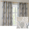 Floral Blue Curtains - Ophelia Fully Lined Floral Jacquard Eyelet Curtains Wedgewood Wylder