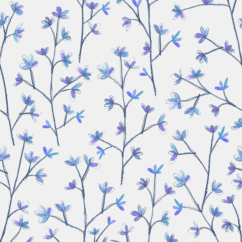 Ophelia Wallpaper Sample Bluebell/Linen