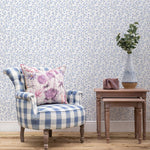 Voyage Maison Ophelia 1.4m Wide Width Wallpaper in Bluebell/Linen