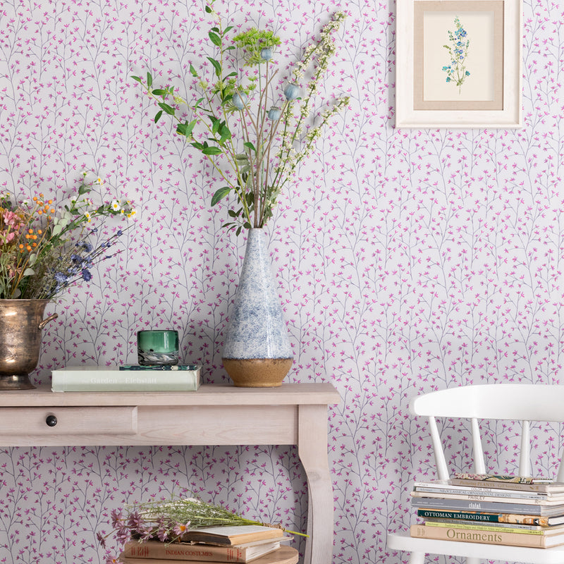 Voyage Maison Ophelia 1.4m Wide Width Wallpaper in Fushsia