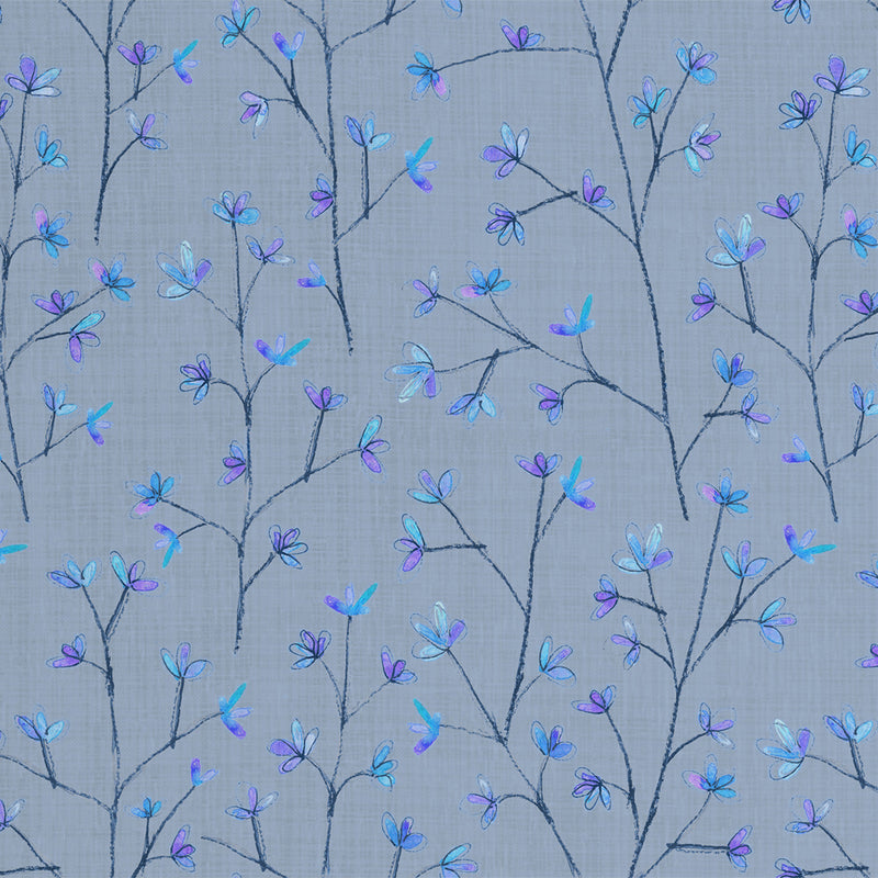 Voyage Maison Ophelia Printed Linen Fabric in Bluebell Blue