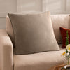 Plain Beige Cushions - Opulence Soft Velvet Cushion Cover Cedar Evans Lichfield