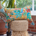 Wylder Orilla Floral Tasselled Cushion Cover in Camel/Duck Egg