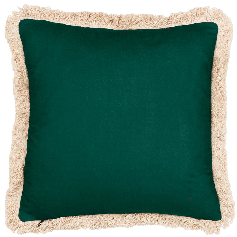 Paoletti Oromo Fringed Cushion Cover in Green