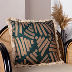 Paoletti Oromo Fringed Cushion Cover in Green