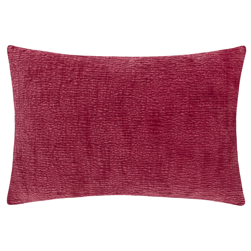 Plain Red Cushions - Osaka Chenille Cushion Cover Burnt Red Yard