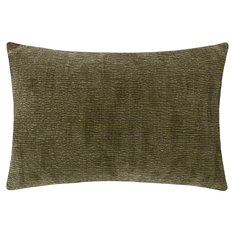 Plain Green Cushions - Osaka Chenille Cushion Cover Khaki Yard