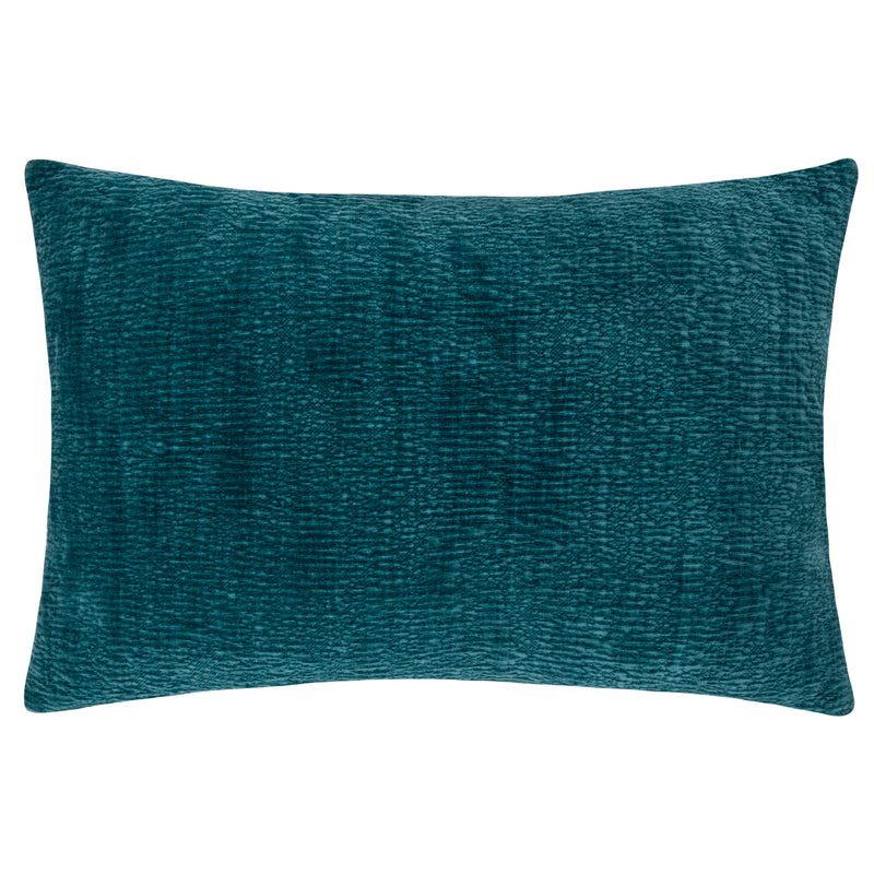 Plain Blue Cushions - Osaka Chenille Cushion Cover Petrol Yard