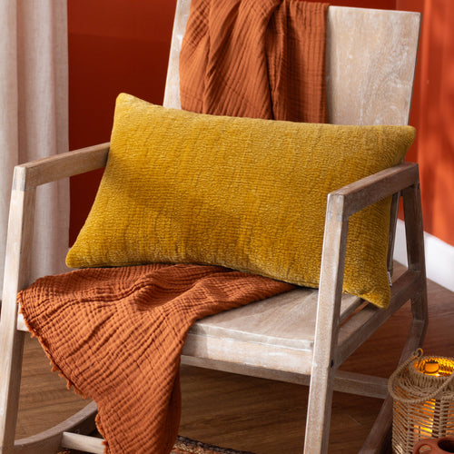 Plain Yellow Cushions - Osaka Chenille Cushion Cover Saffron Yard