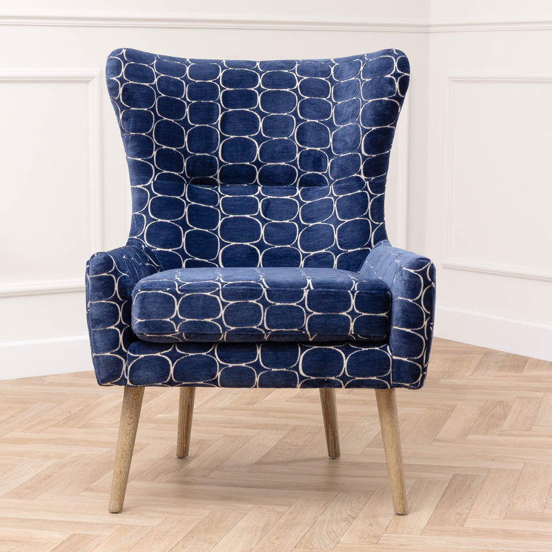 Abstract Blue Furniture - Oswald Velvet Chair Blue Voyage Maison