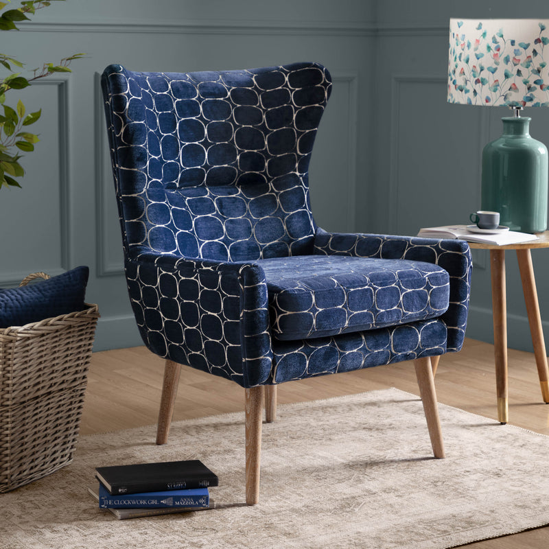 Abstract Blue Furniture - Oswald Velvet Chair Blue Voyage Maison