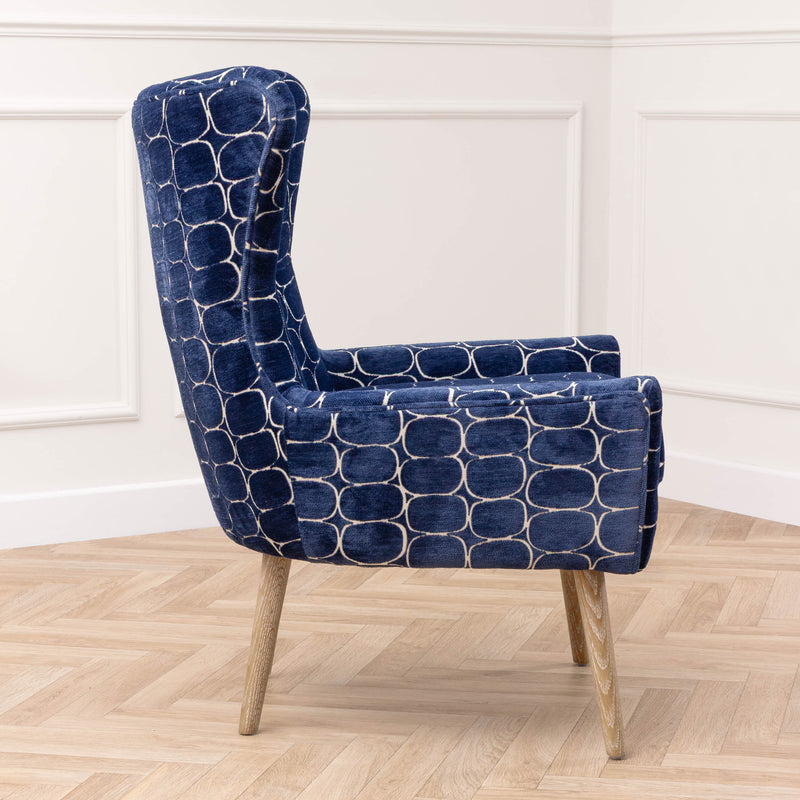 Abstract Blue Furniture - Oswald Velvet Chair Blue Voyage Maison
