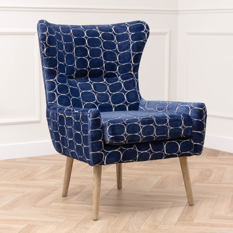 Abstract Blue Furniture - Oswald Velvet Chair Blue Voyage Maison