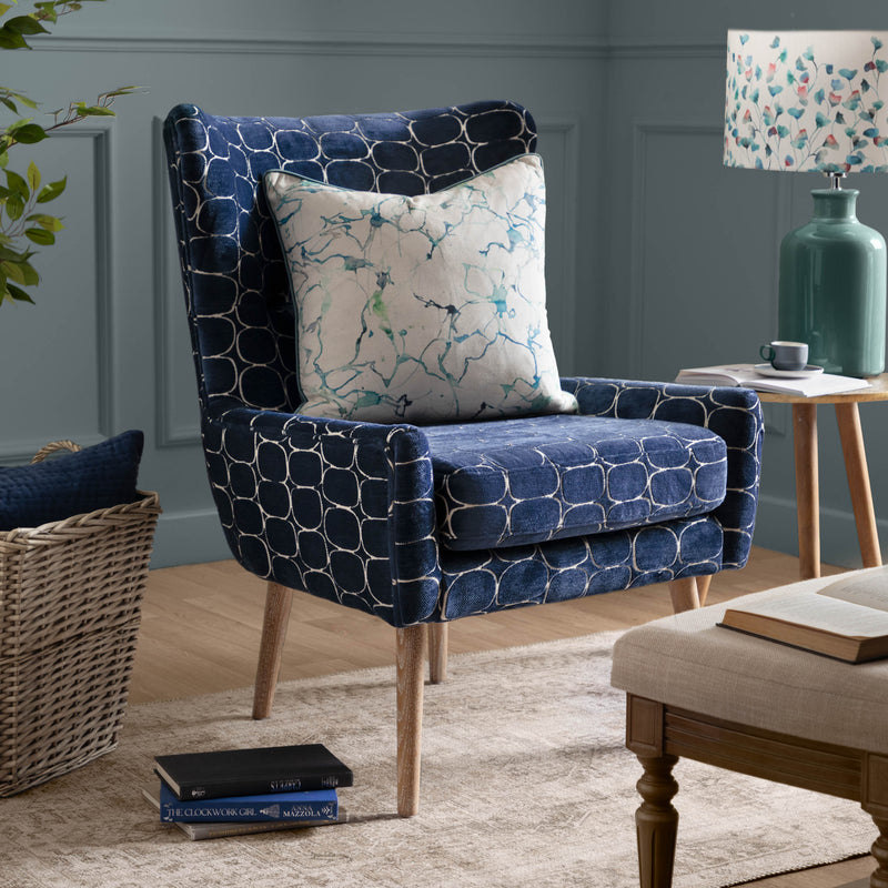 Abstract Blue Furniture - Oswald Velvet Chair Blue Voyage Maison