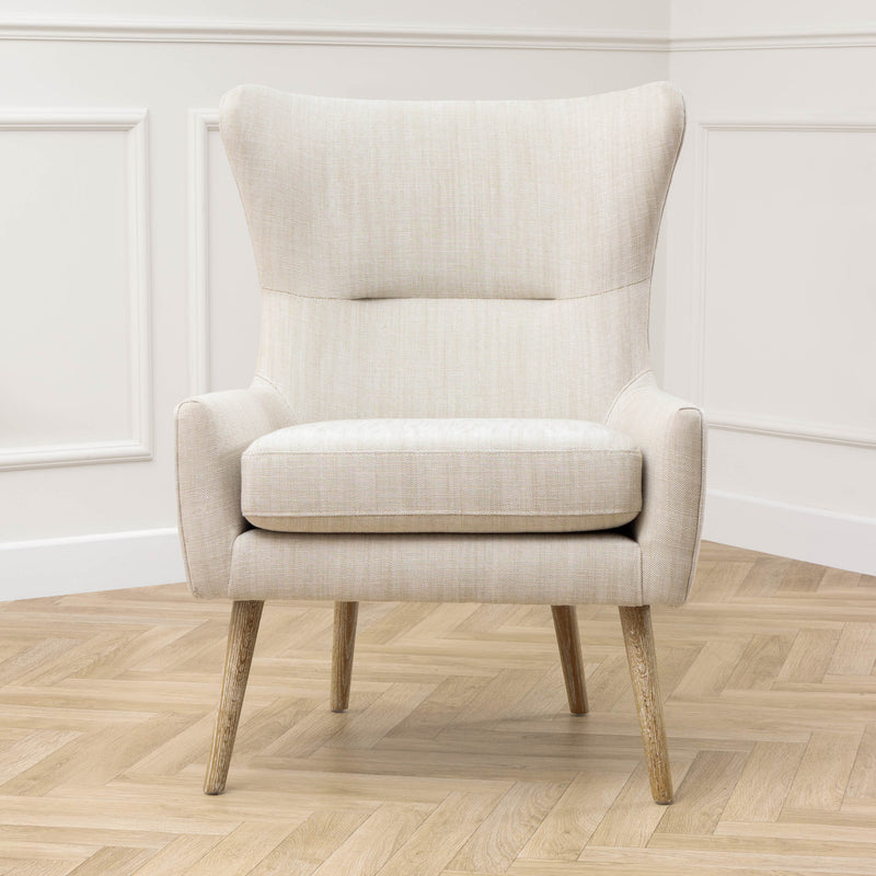 Plain Beige Furniture - Oswald Woven Textured Chair Linen Voyage Maison