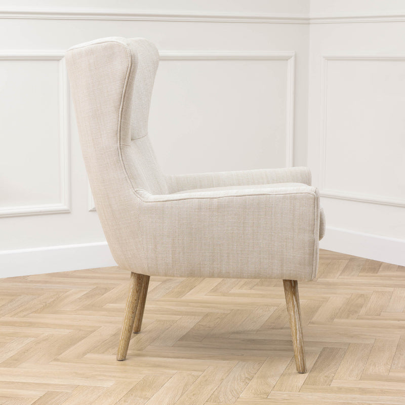 Plain Beige Furniture - Oswald Woven Textured Chair Linen Voyage Maison