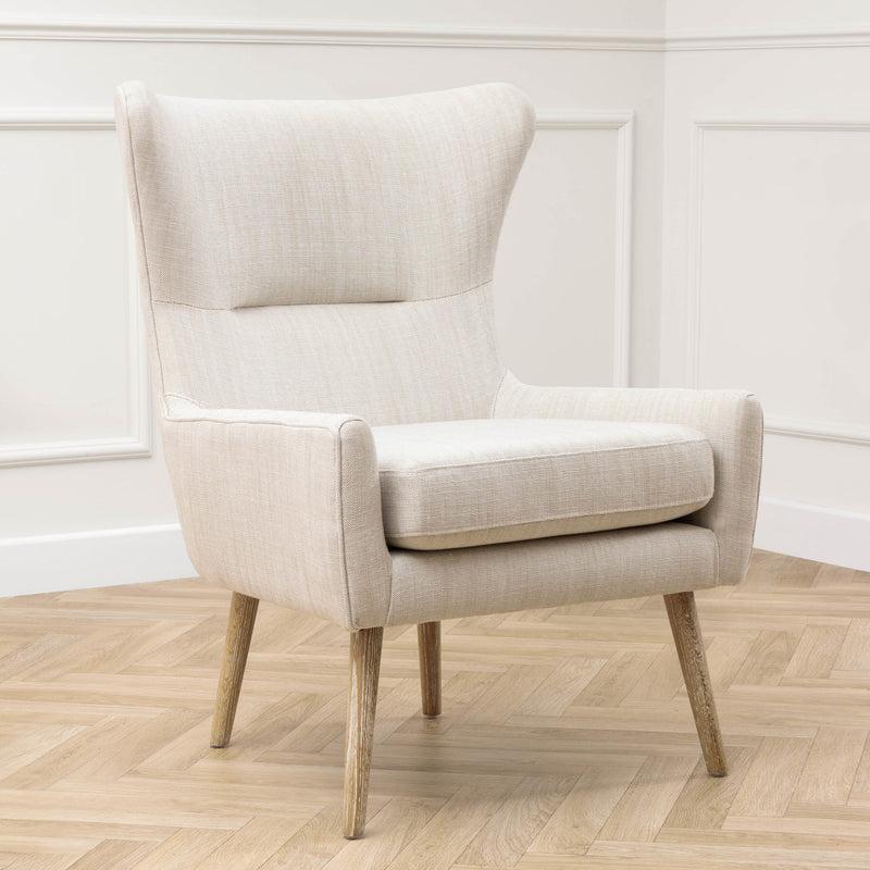 Plain Beige Furniture - Oswald Woven Textured Chair Linen Voyage Maison