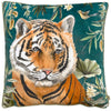 Wylder Orient Tiger Head Cushion Cover in Teal