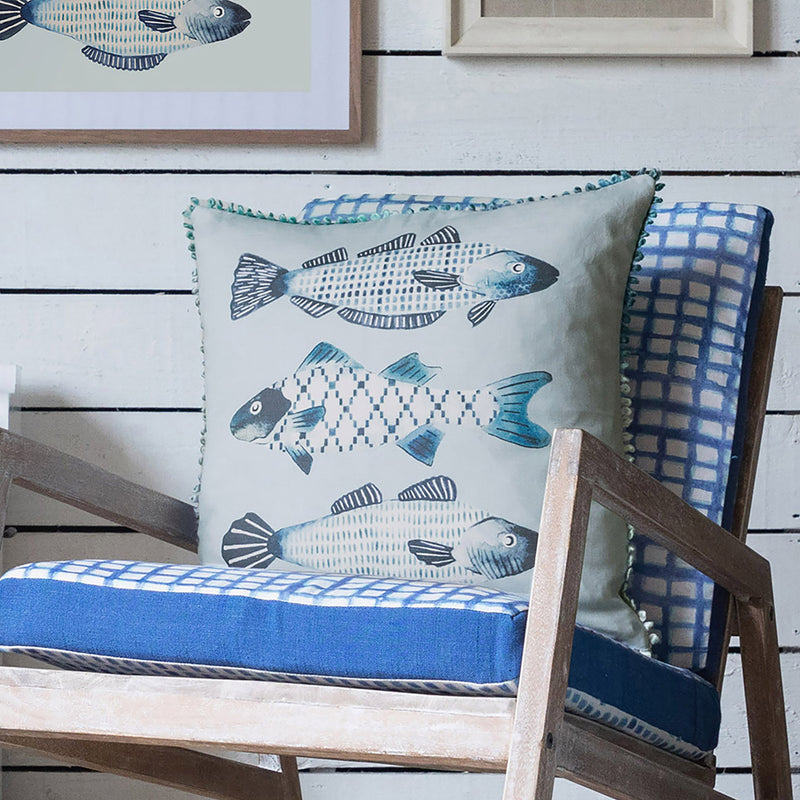 Animal Blue Cushions - Otto Printed Cushion Cover Seafoam Voyage Maison