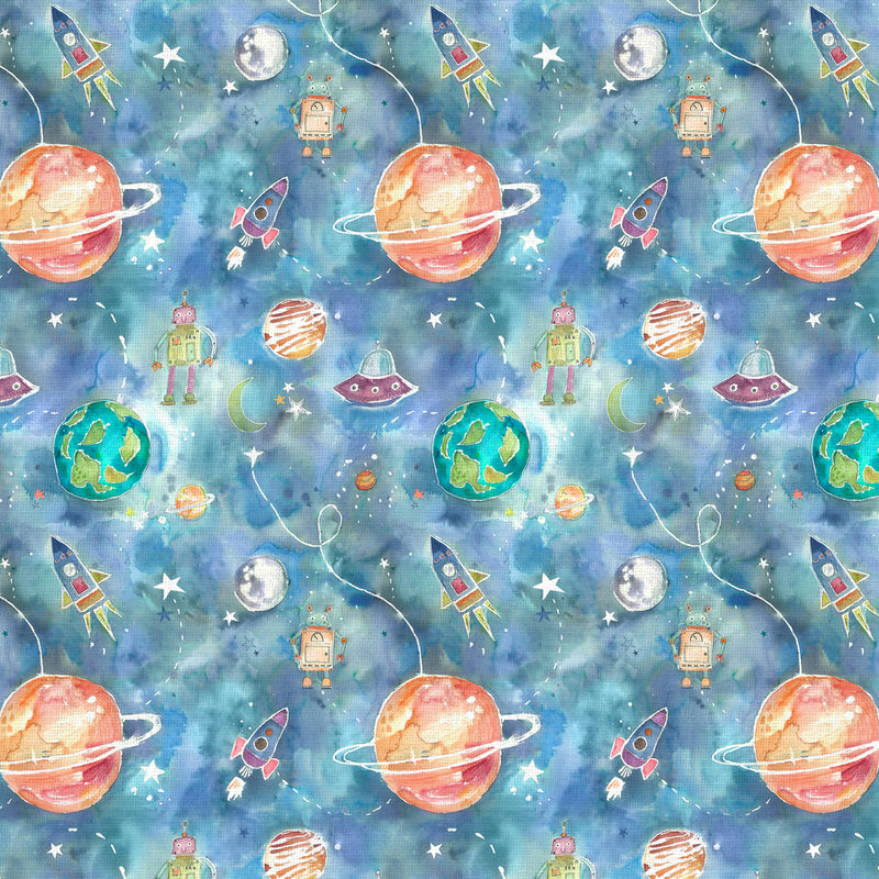 Out Of This World Printed Fabric Sample Swatch Sky