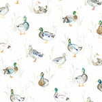 Voyage Maison Paddling Ducks Printed Linen Fabric in Cream