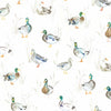 Voyage Maison Paddling Ducks Printed Linen Fabric in Natural