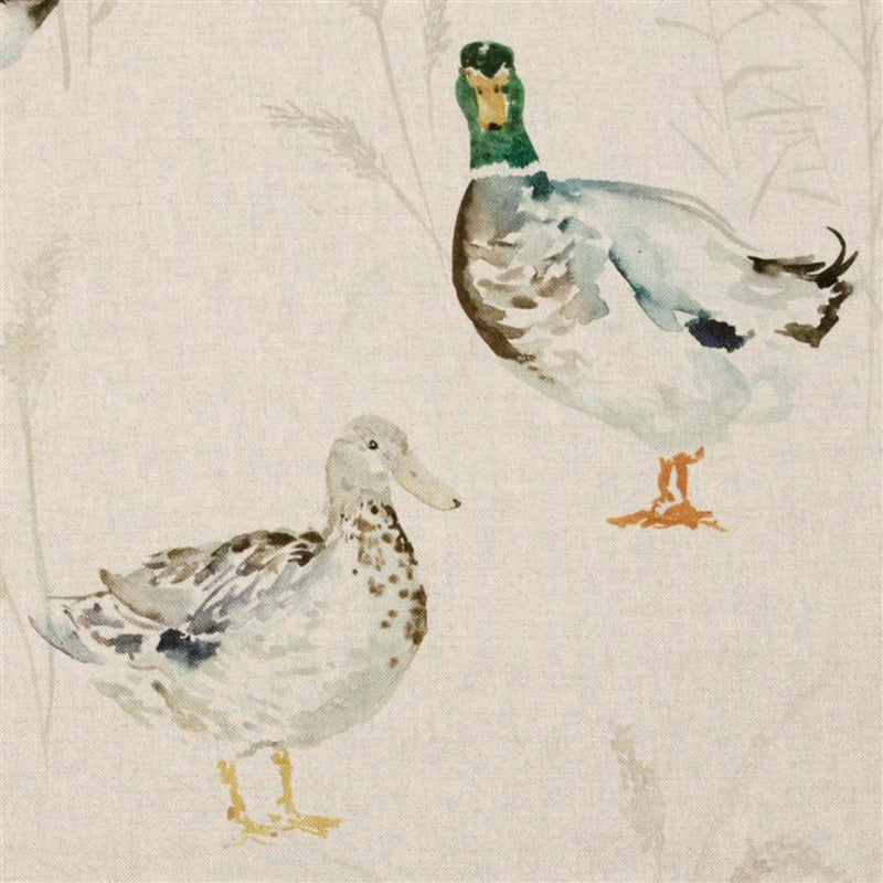 Paddling Ducks Printed Fabric Sample Swatch Linen