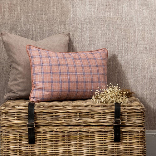 Check Pink Cushions - Painswick Jacquard Feather Filled Cushion Blush Voyage Maison