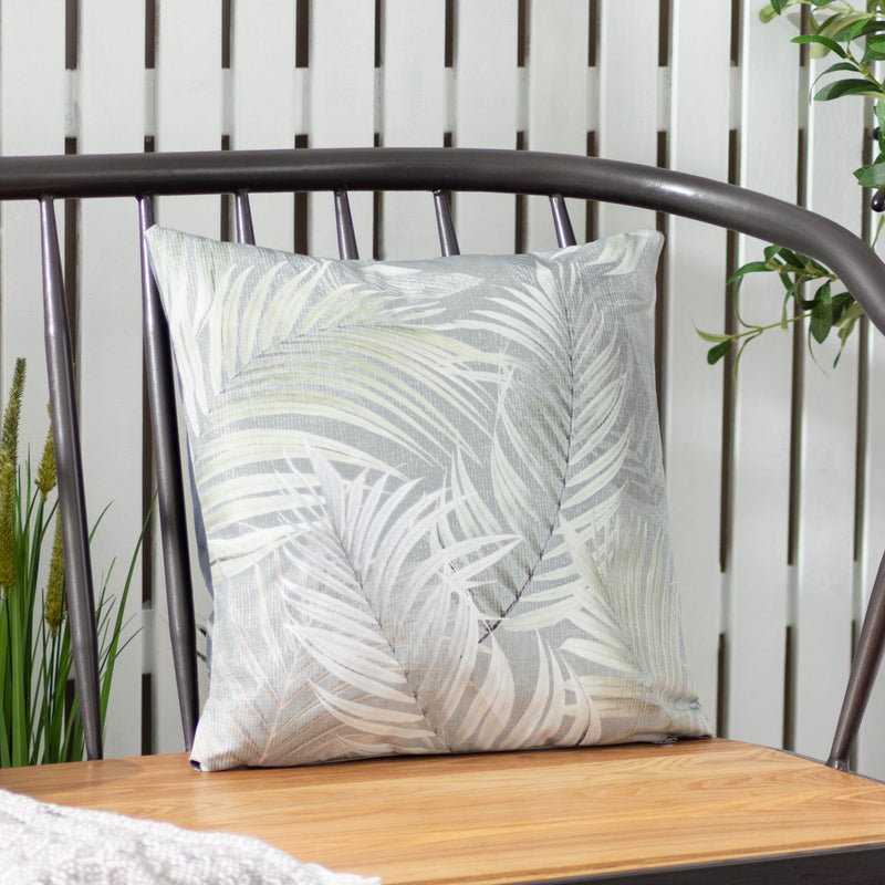 Floral Green Cushions - Palma Botanical Outdoor Cushion Cover Green Evans Lichfield