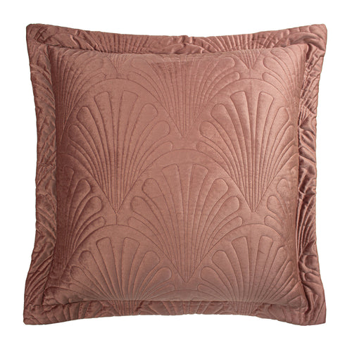 Paoletti Palmeria Quilted Velvet Cushion Cover in Blush